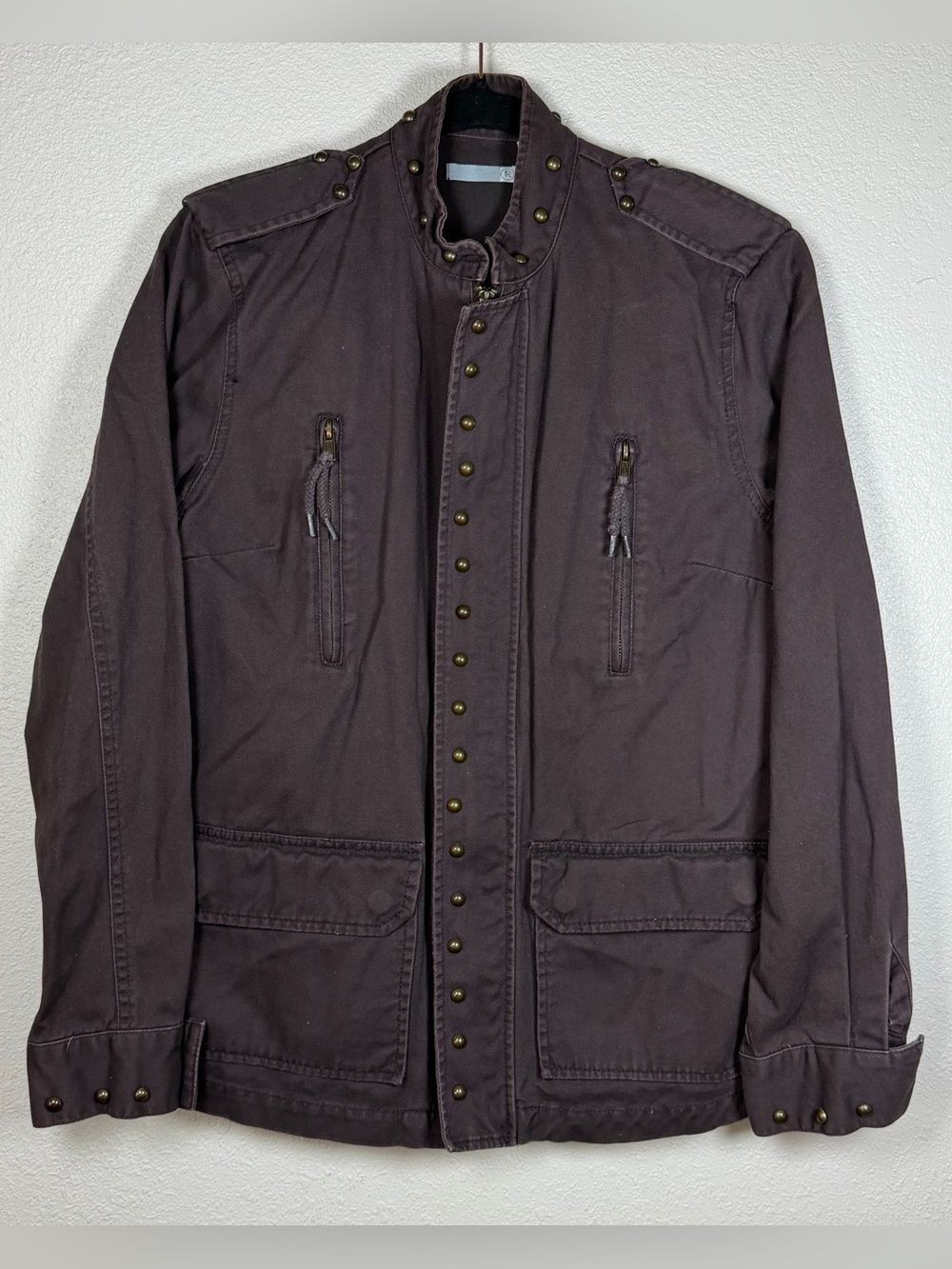 Vintage Y2K Military Style Utility Jacket La Redoute Women’s 10 Studded Zip